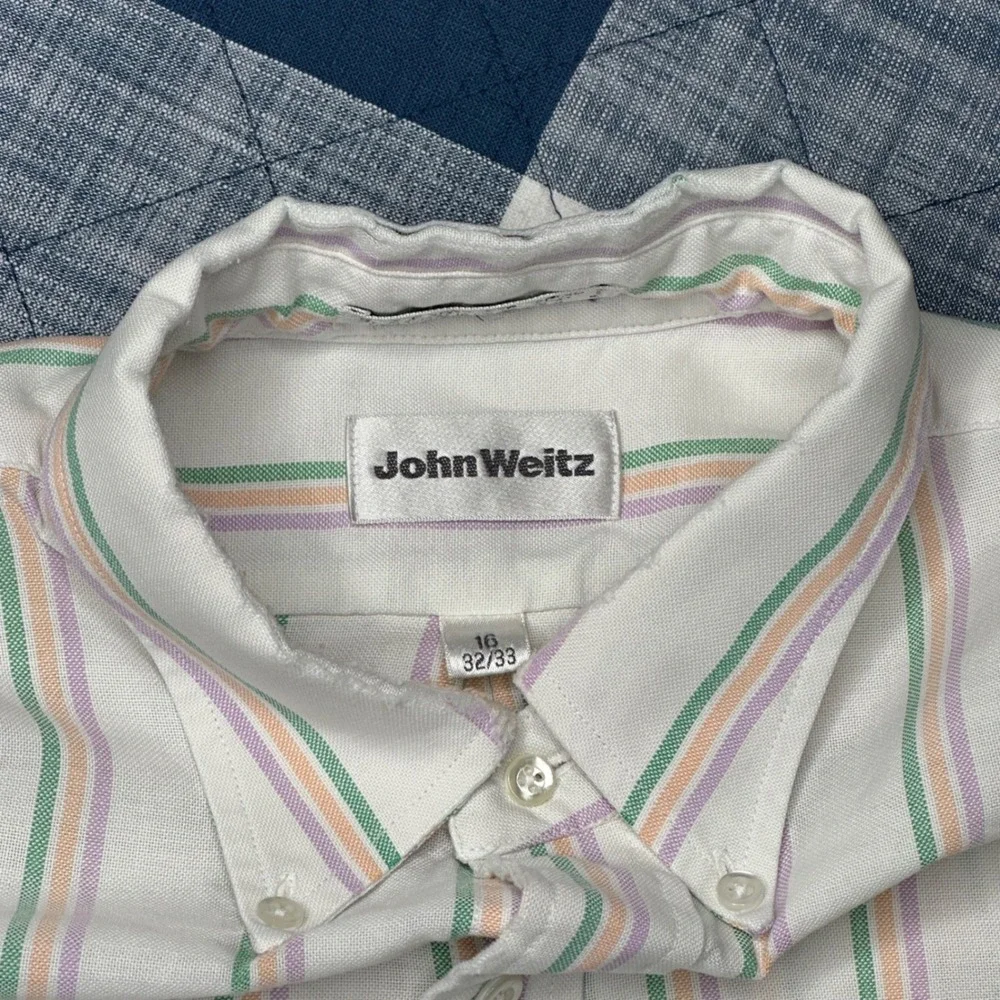 Vintage John Weitz Mens Striped Button‎ Down Shirt 16 32/33